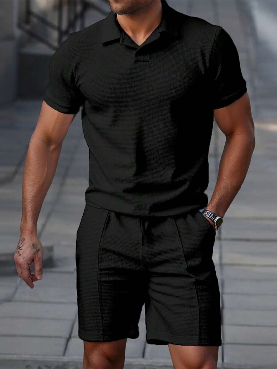 Heren Slim Fit Set – Casual Polo en Shorts voor Zomergebruik