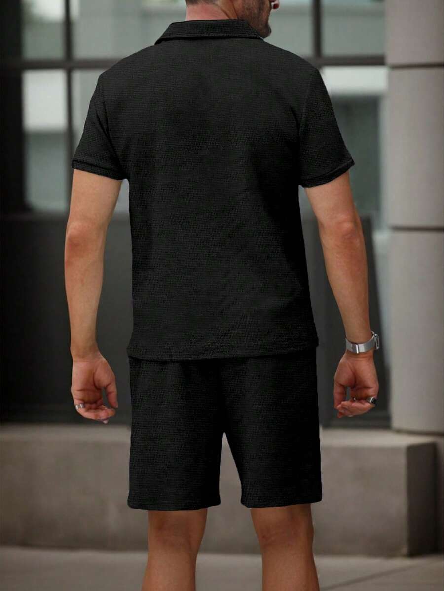 Heren Slim Fit Set – Casual Polo en Shorts voor Zomergebruik