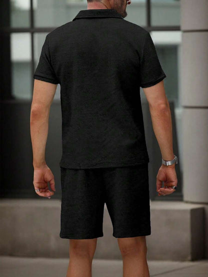 Heren Slim Fit Set – Casual Polo en Shorts voor Zomergebruik