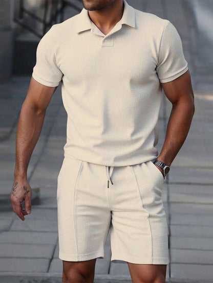 Heren Slim Fit Set – Casual Polo en Shorts voor Zomergebruik