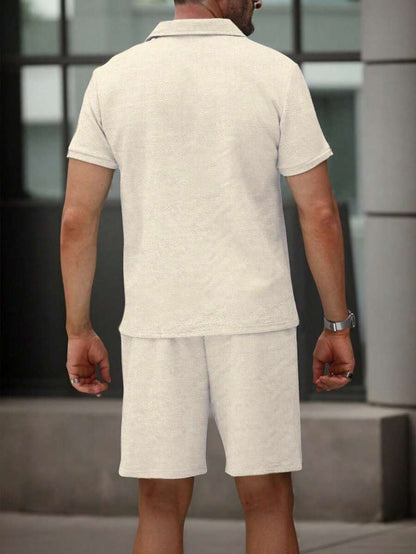 Heren Slim Fit Set – Casual Polo en Shorts voor Zomergebruik
