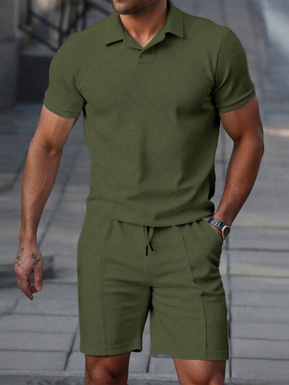 Heren Slim Fit Set – Casual Polo en Shorts voor Zomergebruik