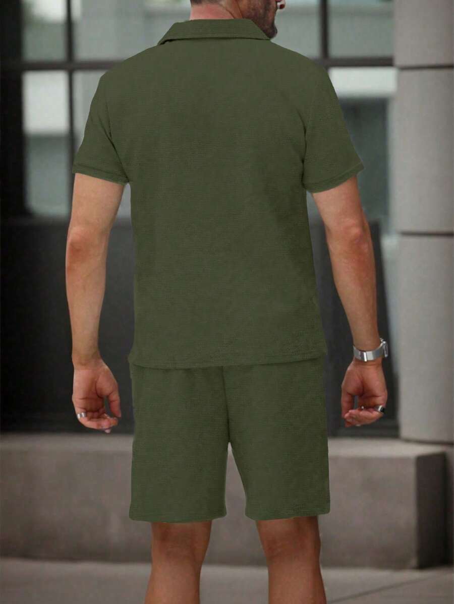 Heren Slim Fit Set – Casual Polo en Shorts voor Zomergebruik