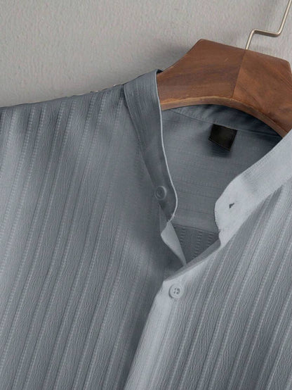 Heren Slim Fit Set – Met Opstaande Kraag, Geschikt voor Casual en Werkgebruik