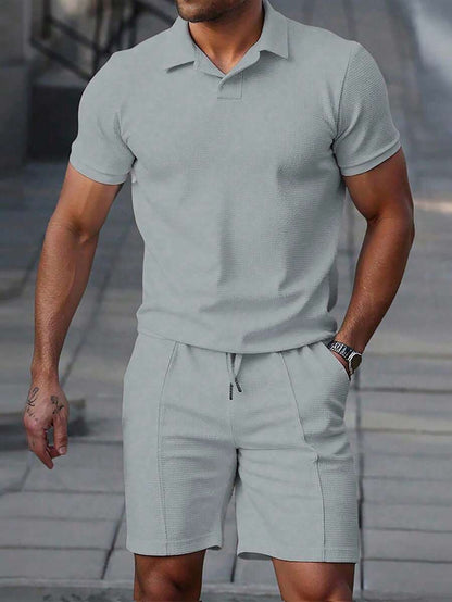 Heren Slim Fit Set – Casual Polo en Shorts voor Zomergebruik