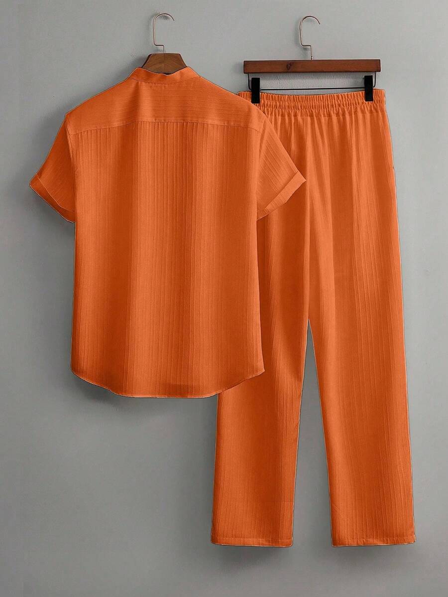 Heren Slim Fit Set – Met Opstaande Kraag, Geschikt voor Casual en Werkgebruik