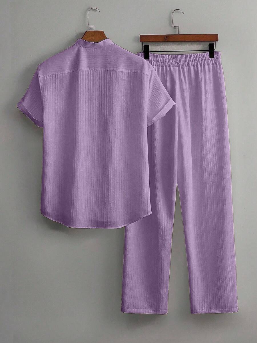 Heren Slim Fit Set – Met Opstaande Kraag, Geschikt voor Casual en Werkgebruik