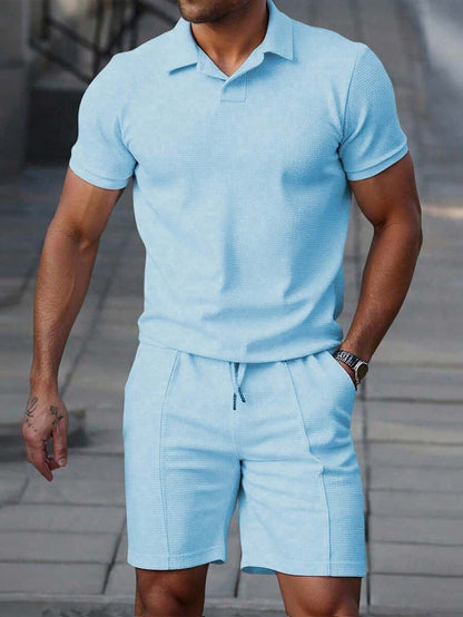 Heren Slim Fit Set – Casual Polo en Shorts voor Zomergebruik