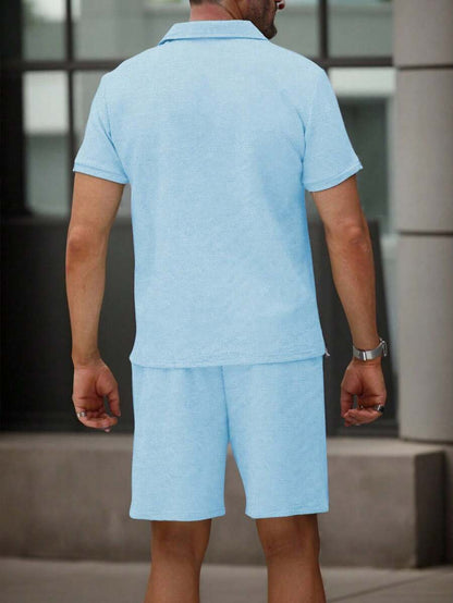 Heren Slim Fit Set – Casual Polo en Shorts voor Zomergebruik