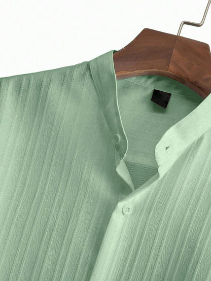Heren Slim Fit Set – Met Opstaande Kraag, Geschikt voor Casual en Werkgebruik