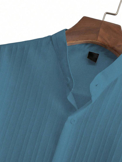 Heren Slim Fit Set – Met Opstaande Kraag, Geschikt voor Casual en Werkgebruik