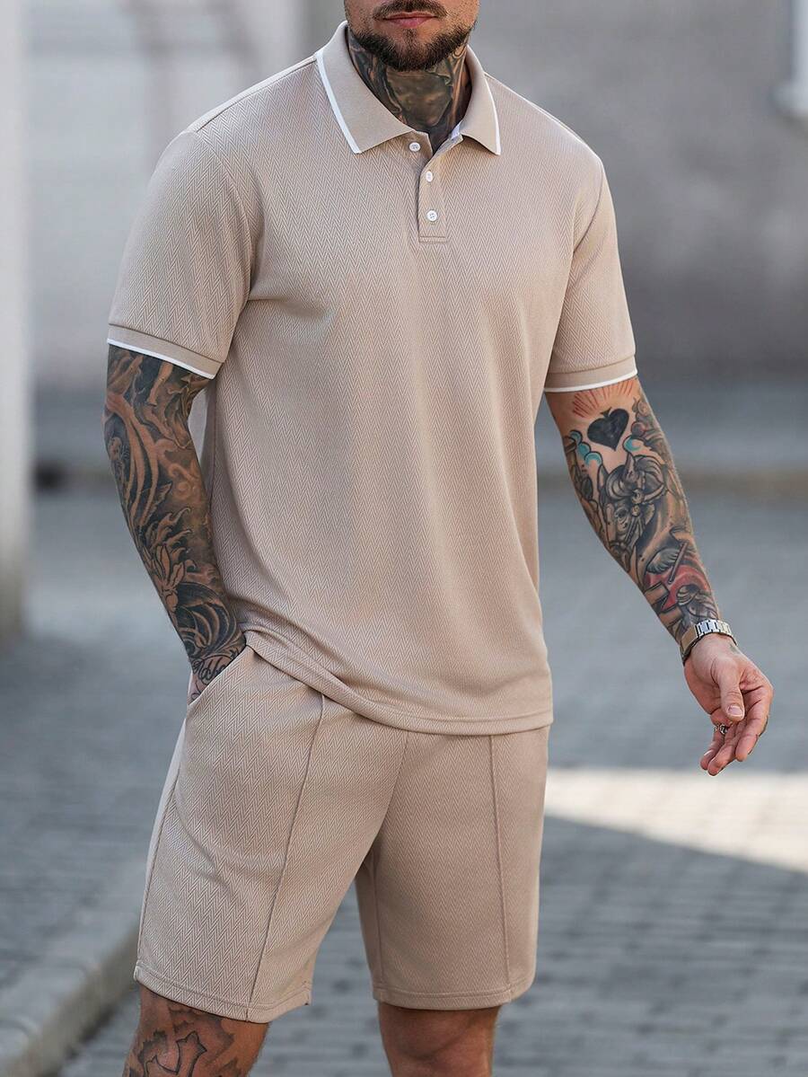 Heren Slim Fit Set – Casual Polo en Shorts voor Zomergebruik