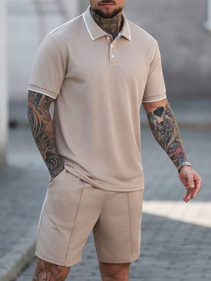 Heren Slim Fit Set – Casual Polo en Shorts voor Zomergebruik