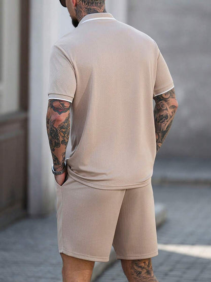 Heren Slim Fit Set – Casual Polo en Shorts voor Zomergebruik