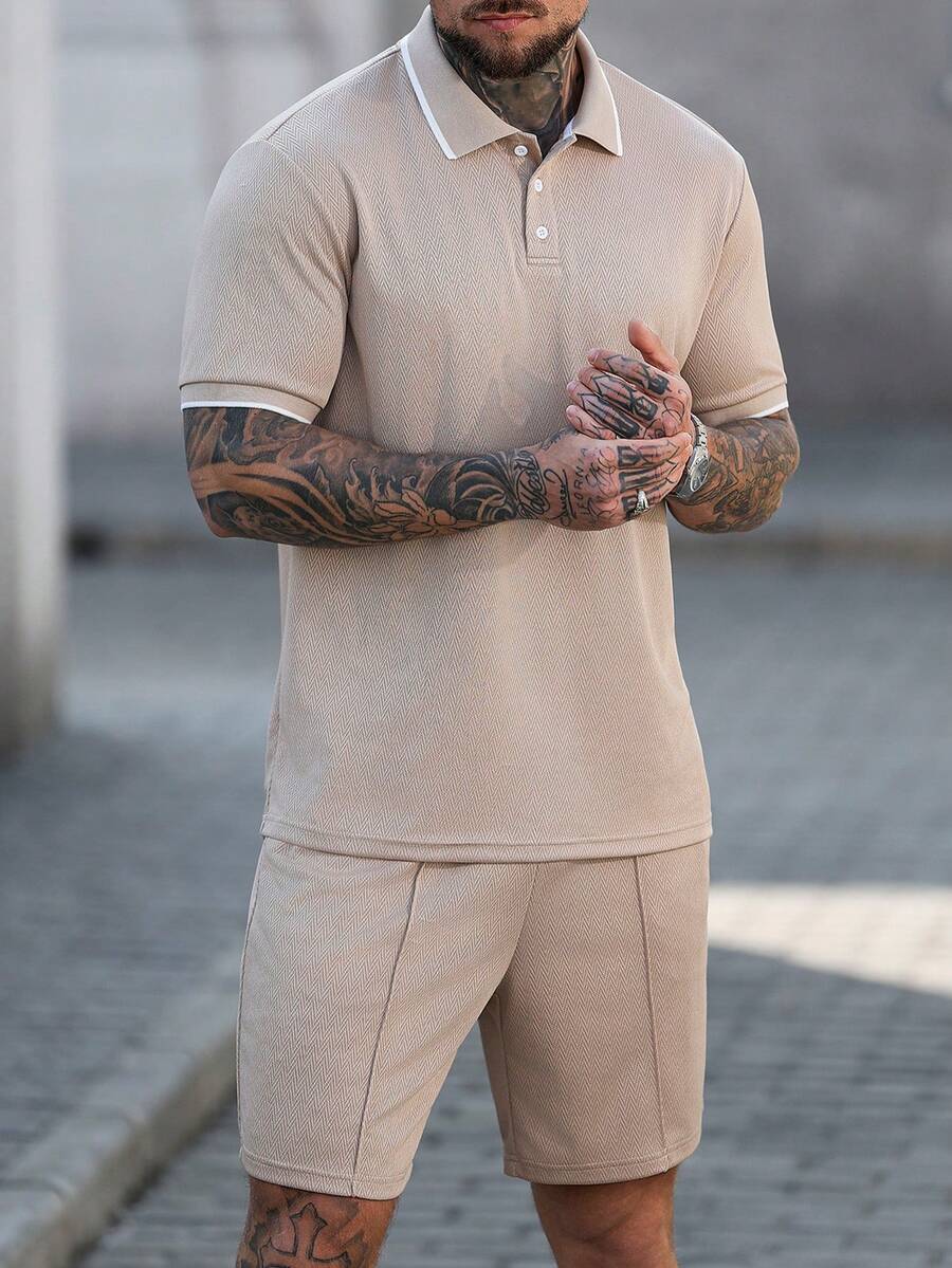 Heren Slim Fit Set – Casual Polo en Shorts voor Zomergebruik
