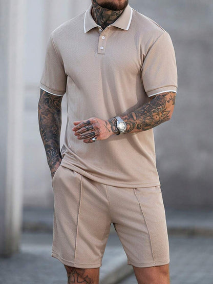 Heren Slim Fit Set – Casual Polo en Shorts voor Zomergebruik