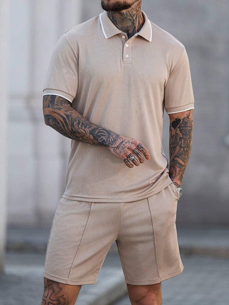 Heren Slim Fit Set – Casual Polo en Shorts voor Zomergebruik