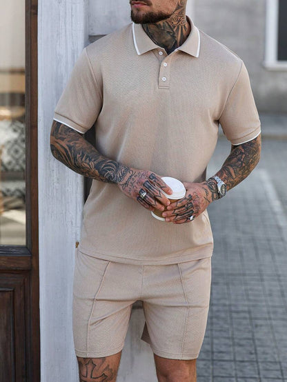 Heren Slim Fit Set – Casual Polo en Shorts voor Zomergebruik