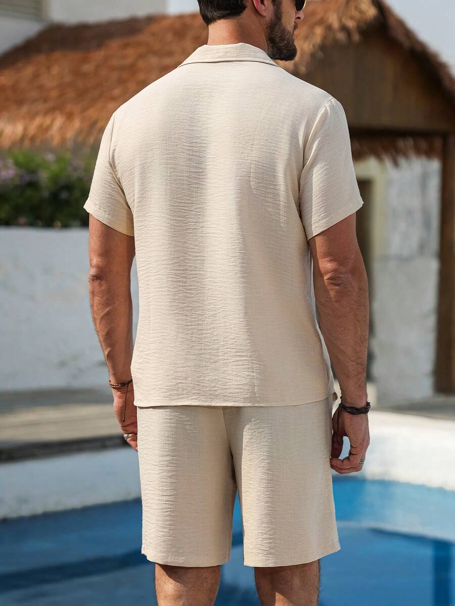 Heren Slim Fit Set – Met Overhemd en Shorts, Geschikt voor Zomer en Vrije Tijd