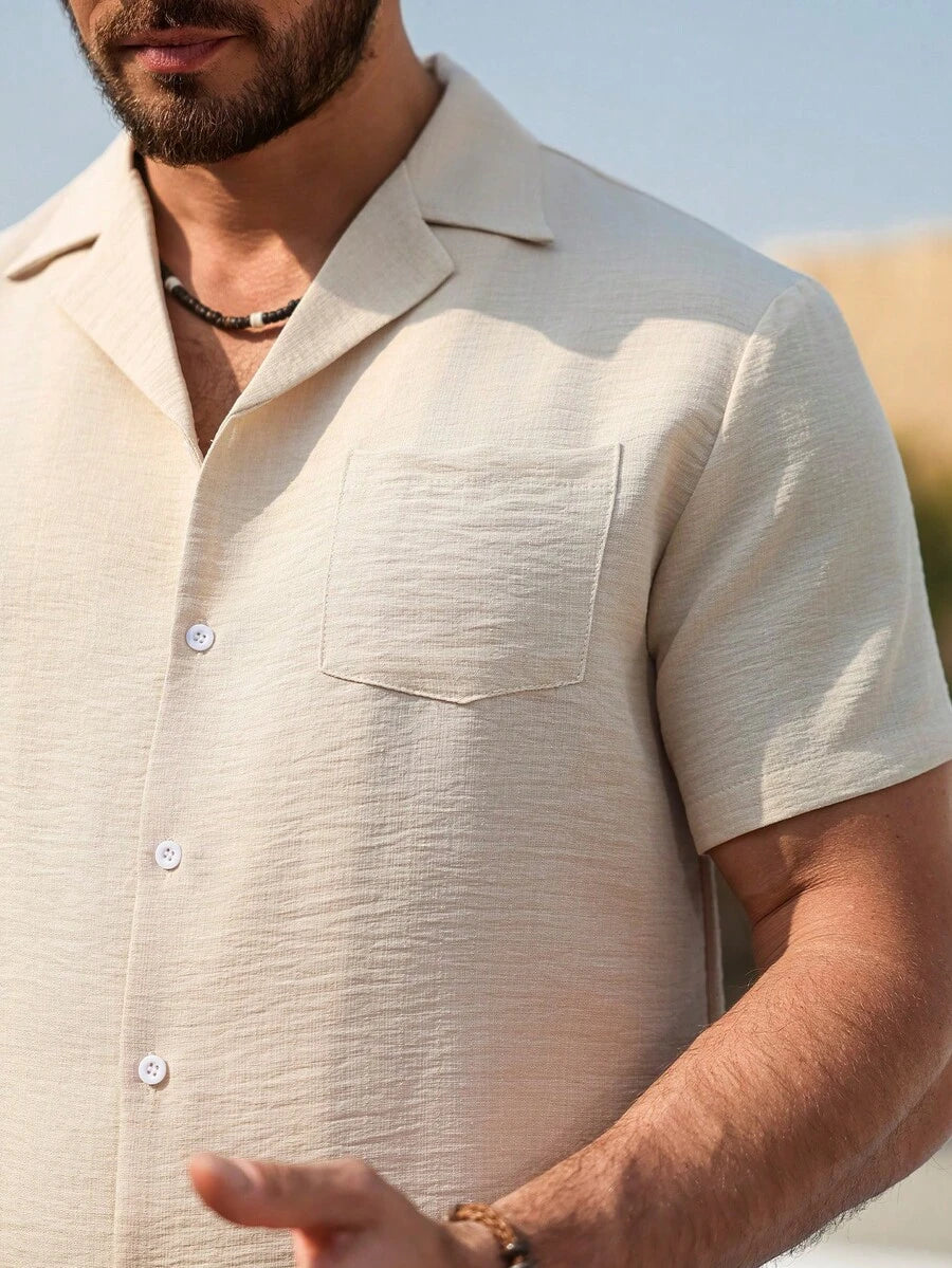 Heren Slim Fit Set – Met Overhemd en Shorts, Geschikt voor Zomer en Vrije Tijd