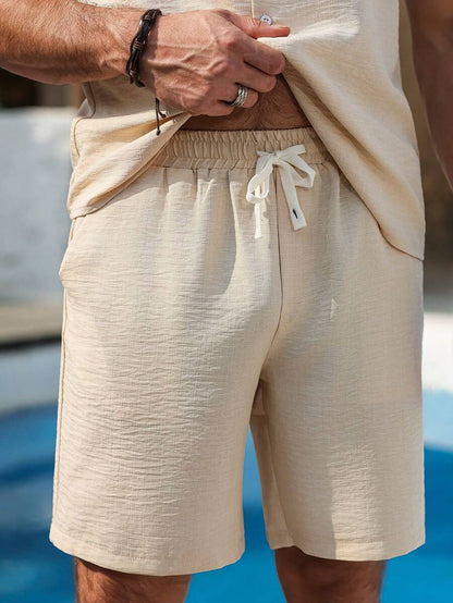 Heren Slim Fit Set – Met Overhemd en Shorts, Geschikt voor Zomer en Vrije Tijd