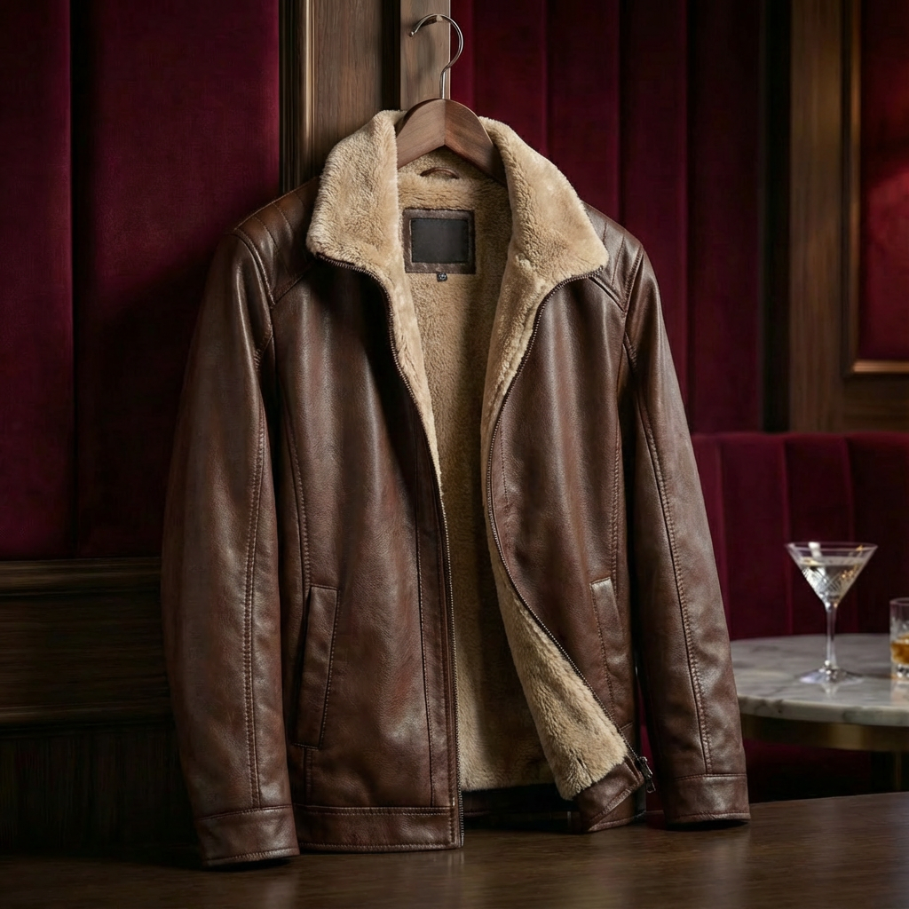 Ravello | Men's Aviator Fur Lined Leather Jacket