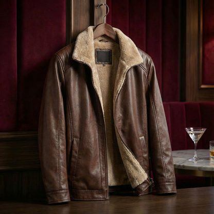 Ravello | Men's Aviator Fur Lined Leather Jacket