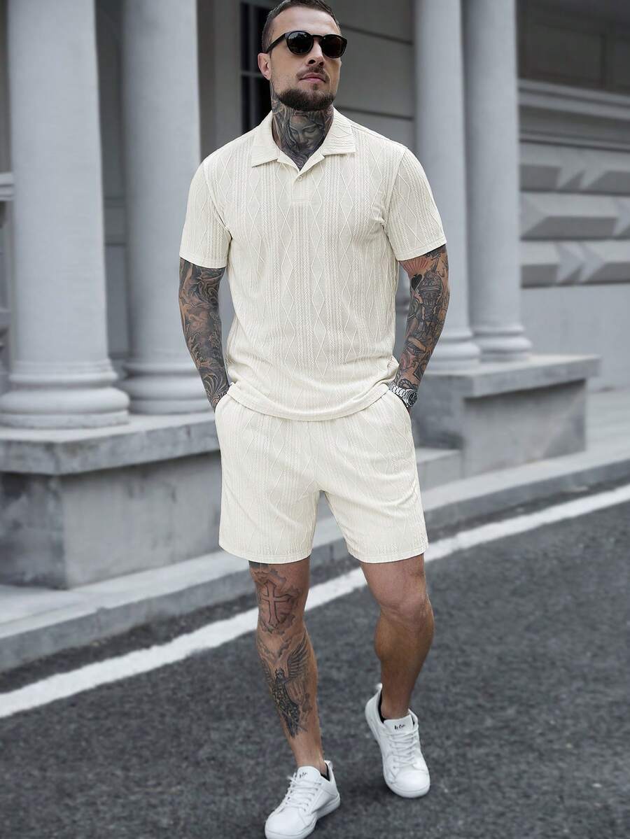 Heren Slim Fit Set – Casual Polo en Shorts voor Zomergebruik