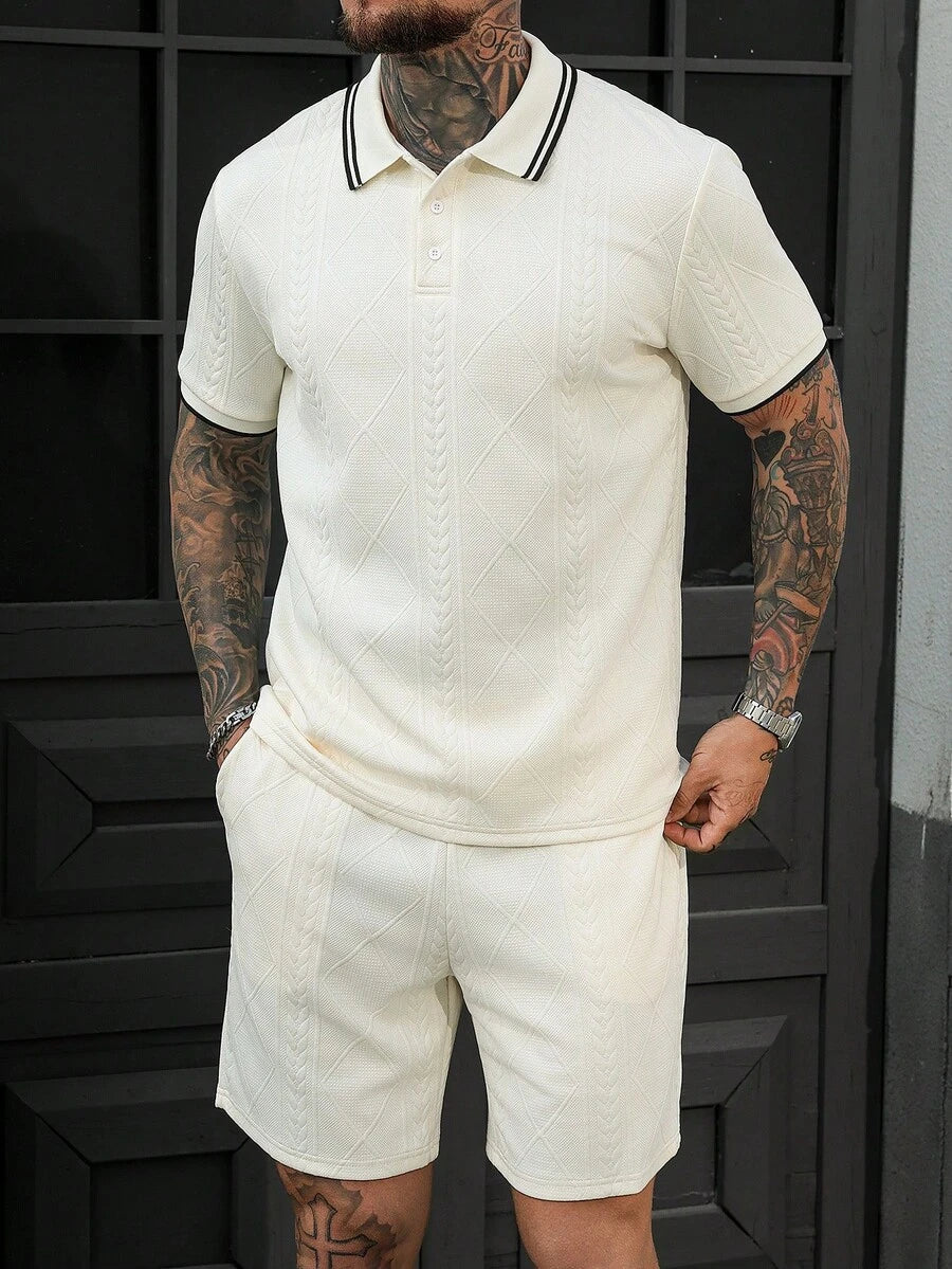 Heren Slim Fit Set – Casual Polo en Shorts voor Zomergebruik
