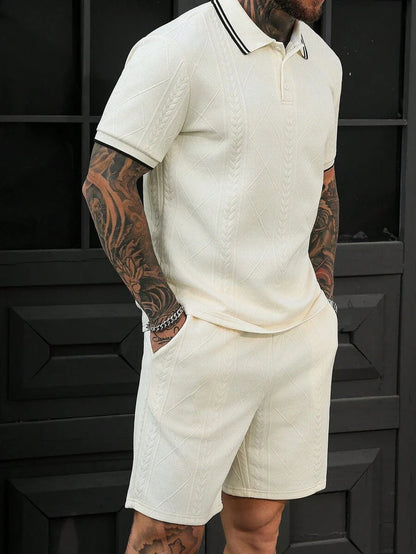 Heren Slim Fit Set – Casual Polo en Shorts voor Zomergebruik