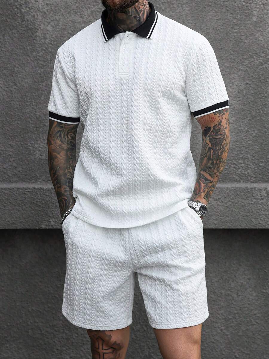 Heren Slim Fit Set – Casual Polo en Shorts voor Zomergebruik