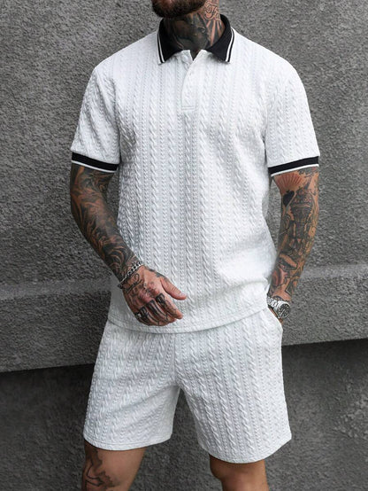 Heren Slim Fit Set – Casual Polo en Shorts voor Zomergebruik