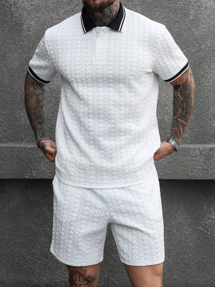Heren Slim Fit Set – Casual Polo en Shorts voor Zomergebruik