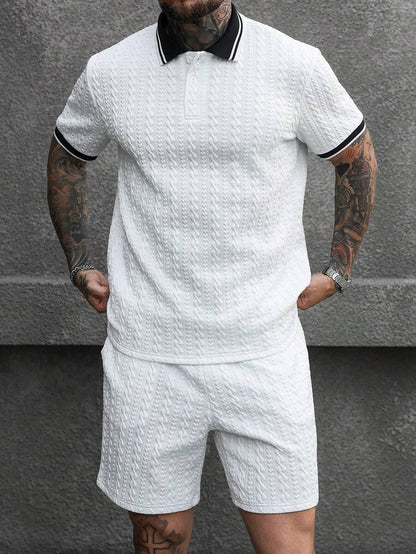 Heren Slim Fit Set – Casual Polo en Shorts voor Zomergebruik