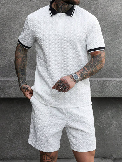 Heren Slim Fit Set – Casual Polo en Shorts voor Zomergebruik
