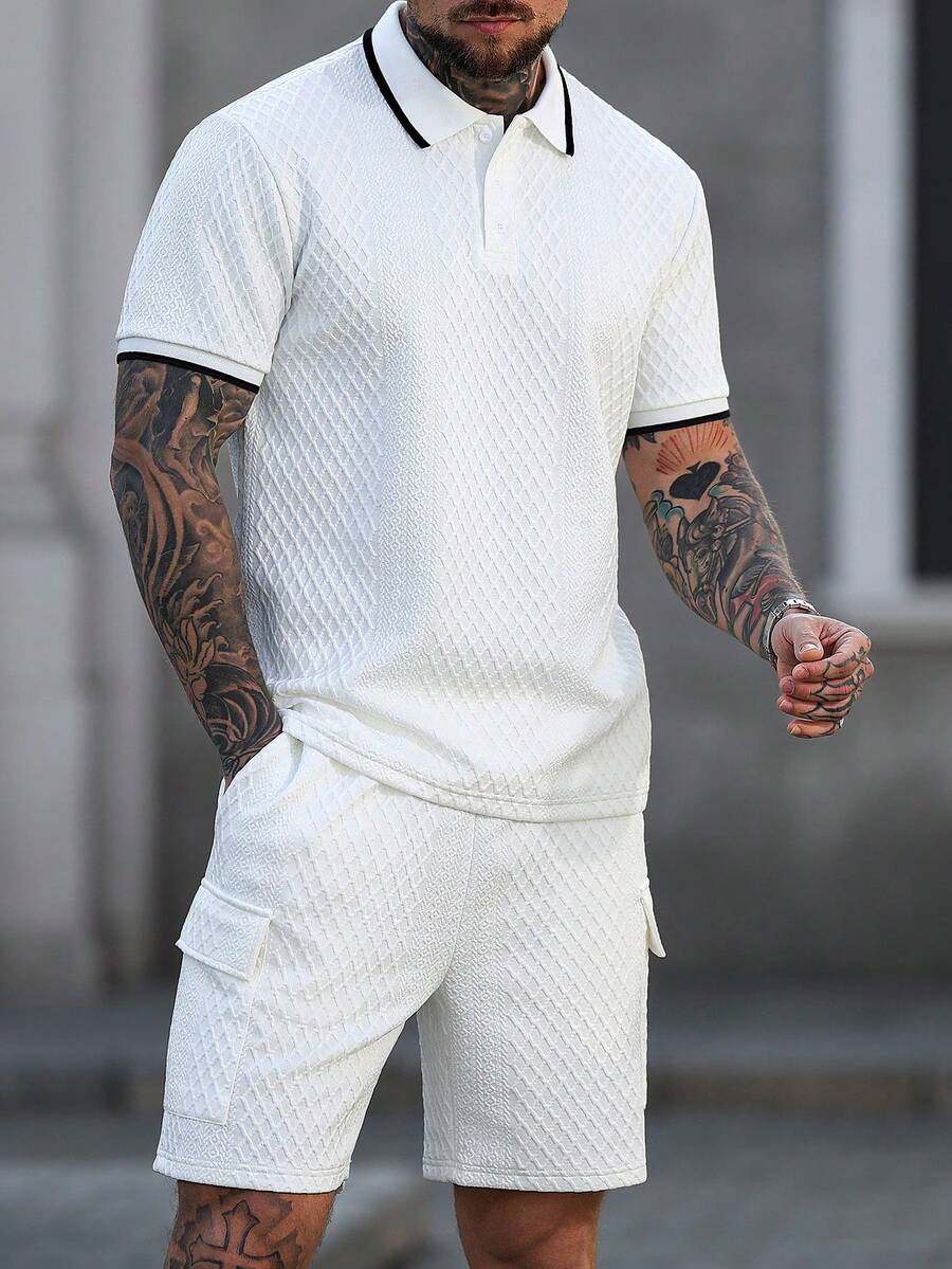 Heren Slim Fit Set – Casual Polo en Shorts voor Zomergebruik