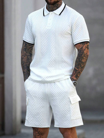 Heren Slim Fit Set – Casual Polo en Shorts voor Zomergebruik