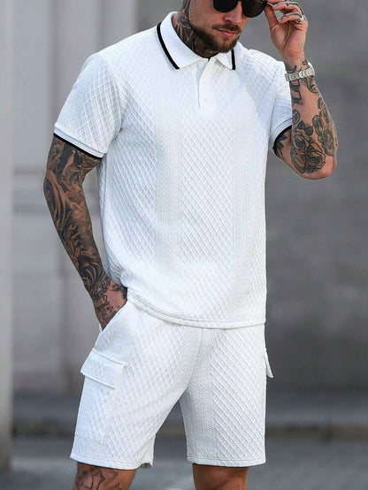Heren Slim Fit Set – Casual Polo en Shorts voor Zomergebruik