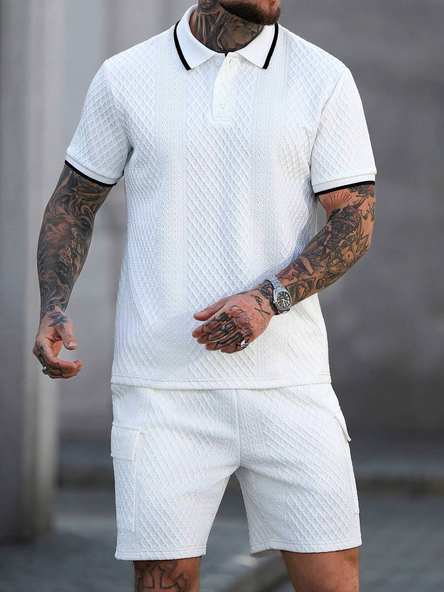 Heren Slim Fit Set – Casual Polo en Shorts voor Zomergebruik