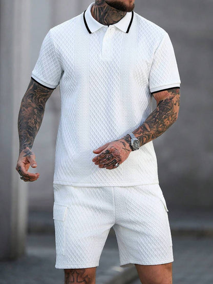 Heren Slim Fit Set – Casual Polo en Shorts voor Zomergebruik