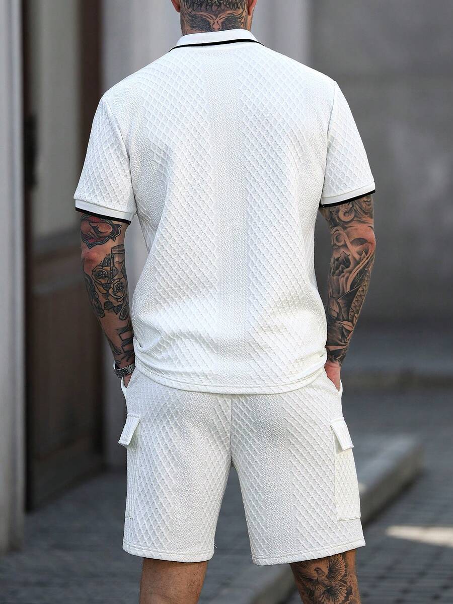 Heren Slim Fit Set – Casual Polo en Shorts voor Zomergebruik
