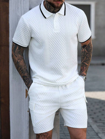 Heren Slim Fit Set – Casual Polo en Shorts voor Zomergebruik