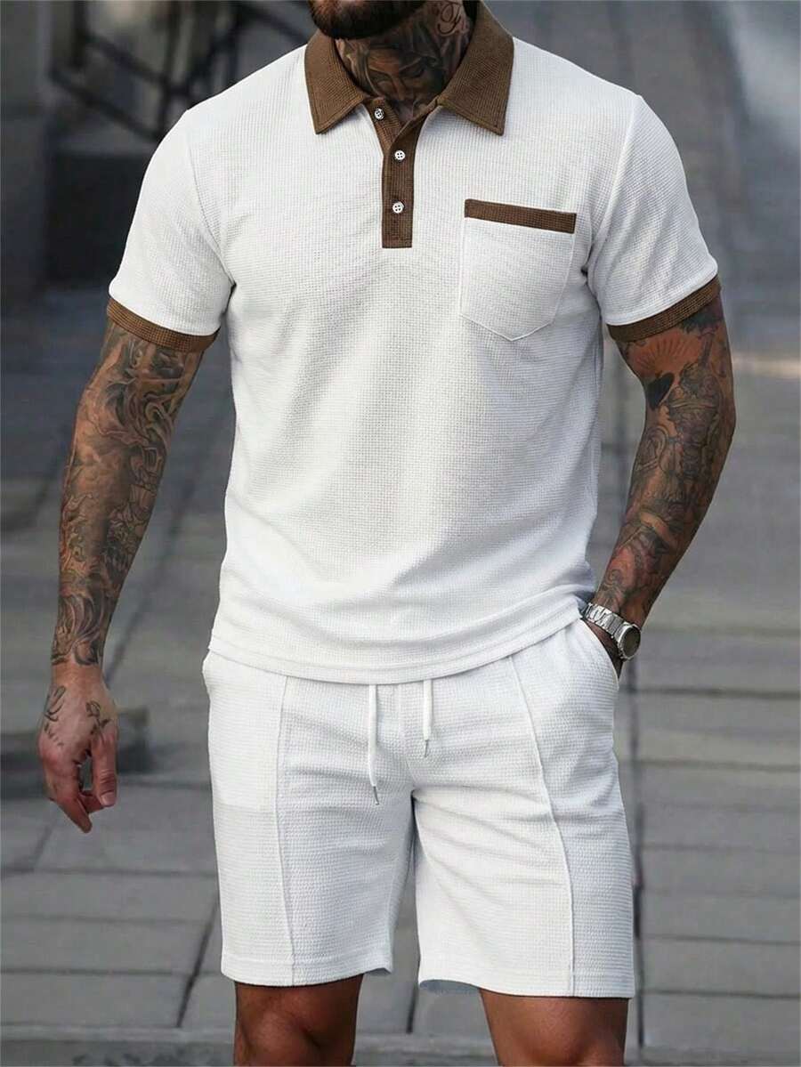Heren Slim Fit Set – Casual Polo en Shorts voor Zomergebruik