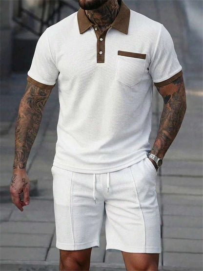 Heren Slim Fit Set – Casual Polo en Shorts voor Zomergebruik