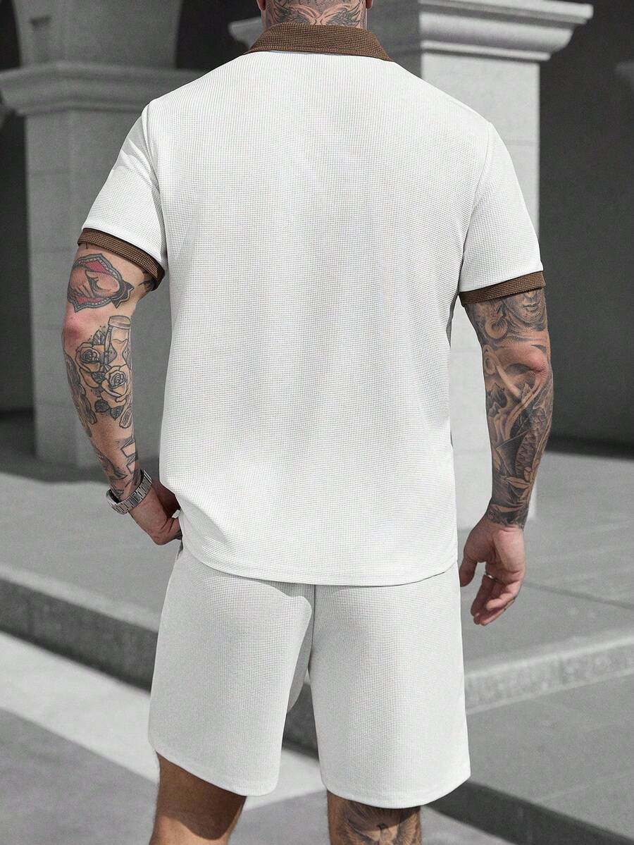 Heren Slim Fit Set – Casual Polo en Shorts voor Zomergebruik