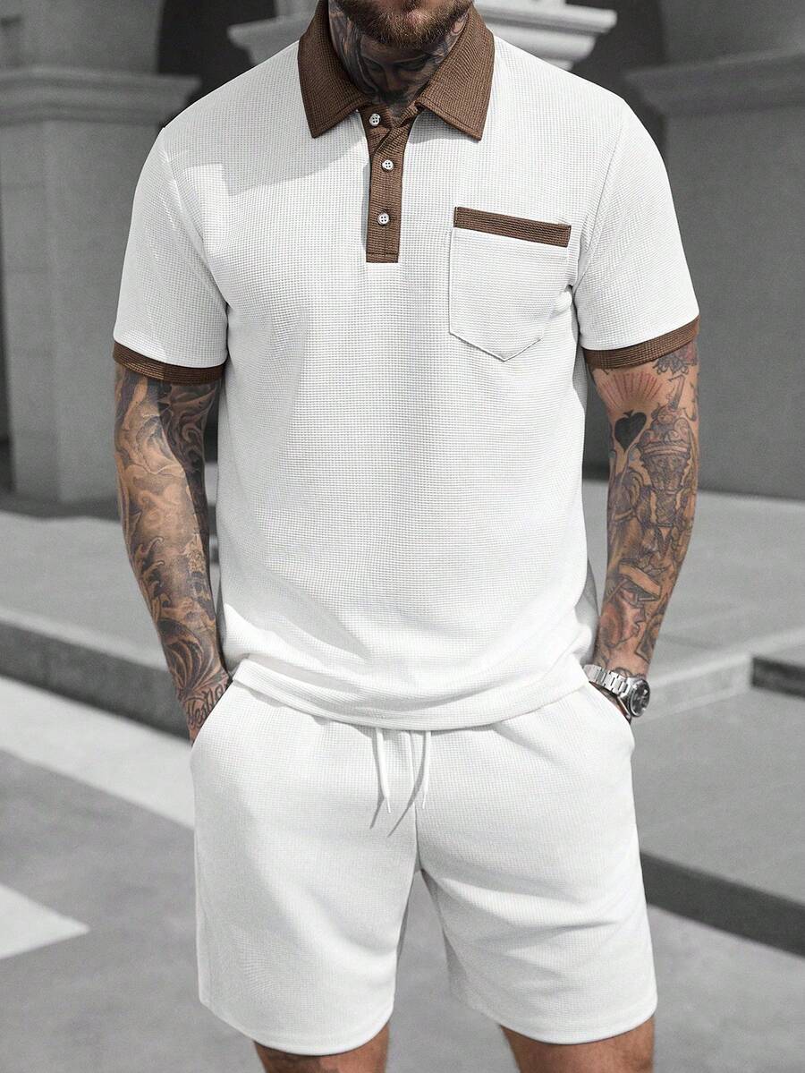 Heren Slim Fit Set – Casual Polo en Shorts voor Zomergebruik