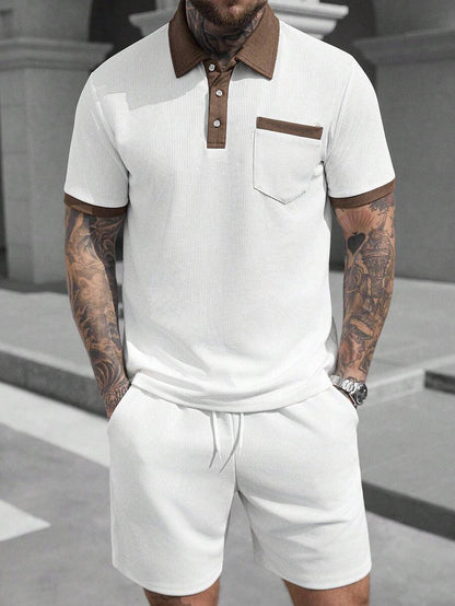 Heren Slim Fit Set – Casual Polo en Shorts voor Zomergebruik