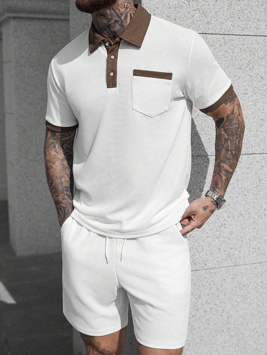 Heren Slim Fit Set – Casual Polo en Shorts voor Zomergebruik