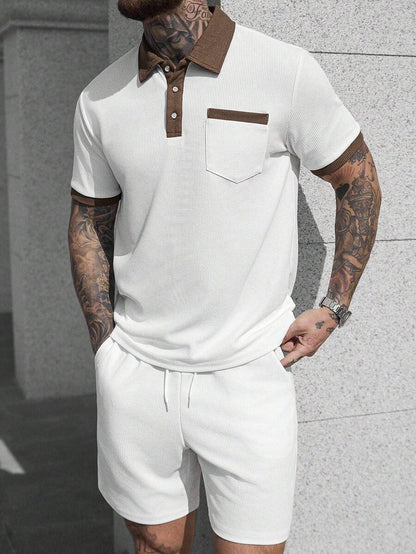 Heren Slim Fit Set – Casual Polo en Shorts voor Zomergebruik