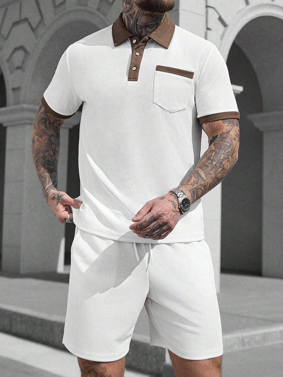 Heren Slim Fit Set – Casual Polo en Shorts voor Zomergebruik